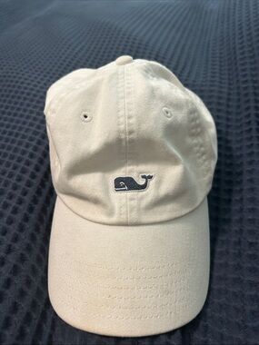 Vineyard Vines Beige Baseball Cap with Navy Whale